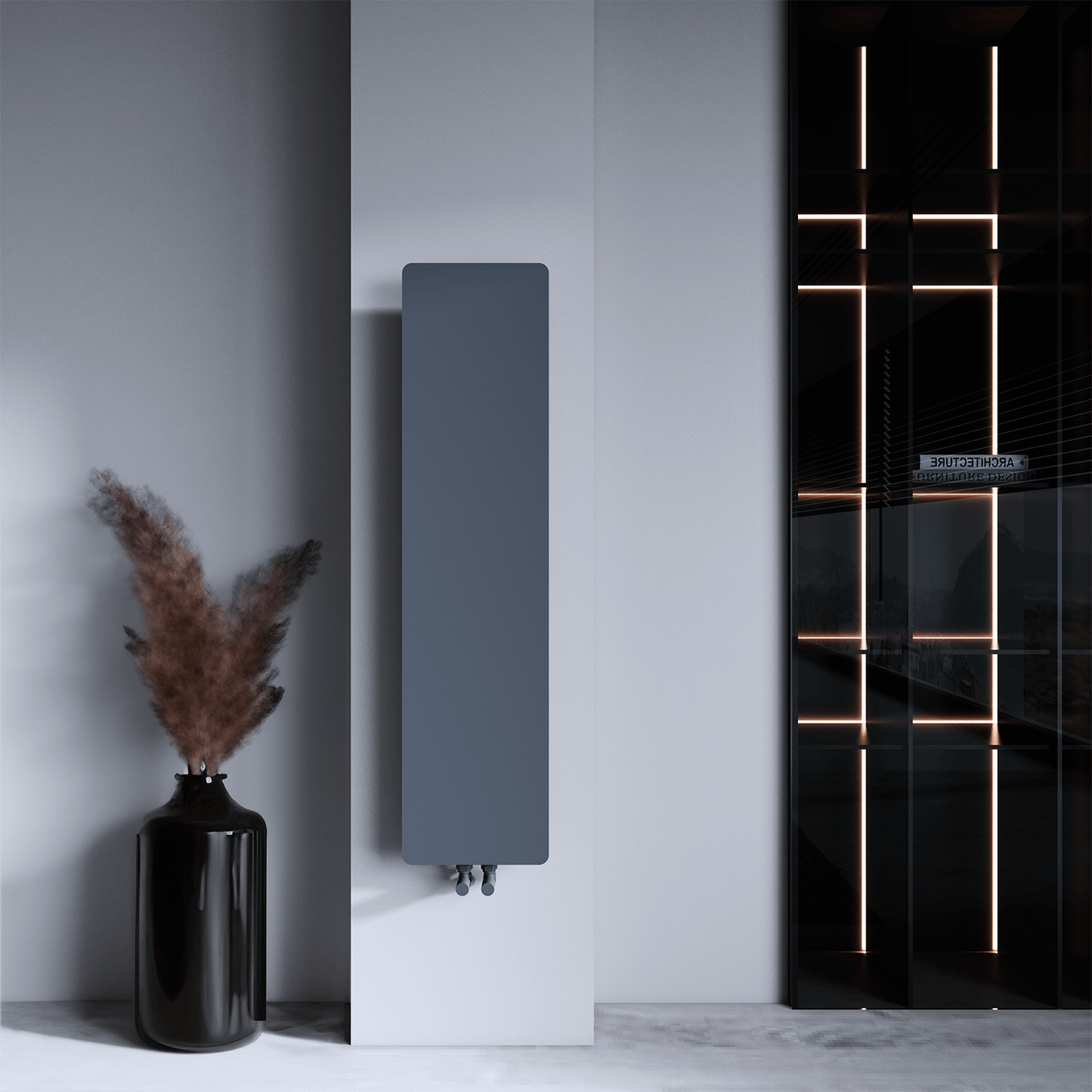 Carisa Croydon İnce Tasarım Çelik Radyatör 1190 x 0290 mm Antrasit HB Orta Bağlantı