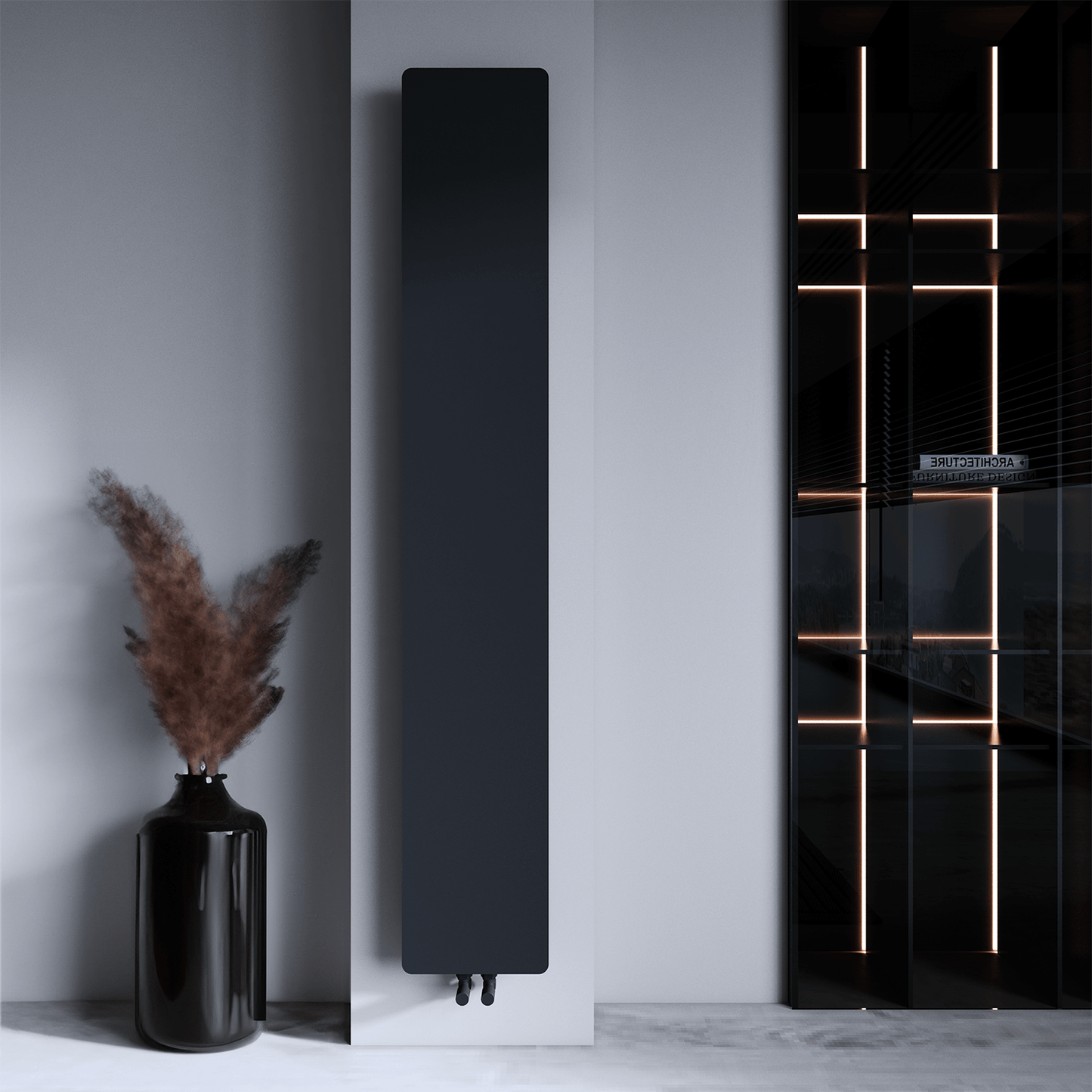 Carisa Croydon Dikey İnce Tasarım Çelik Radyatör Modern Tasarım Siyah