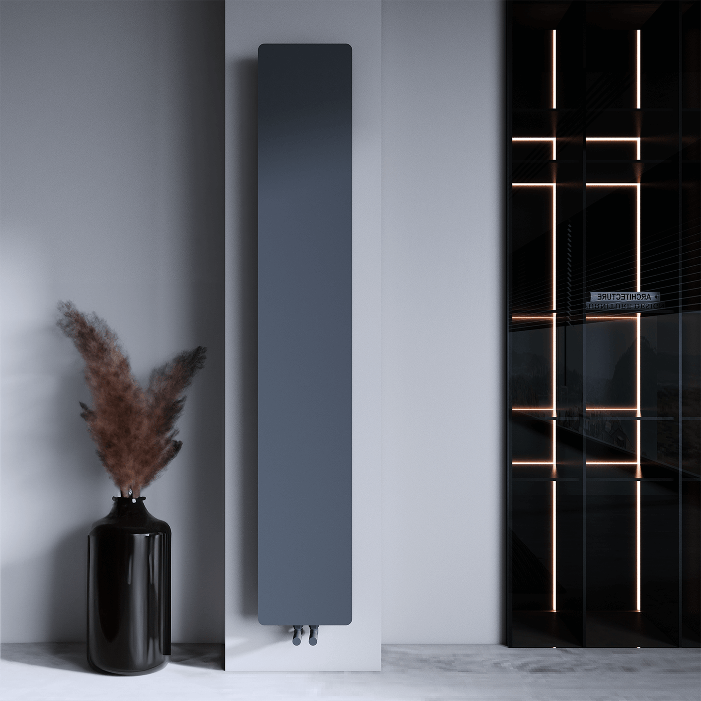 Carisa Croydon İnce Tasarım Çelik Radyatör 1790 x 0290 mm Antrasit HB Orta Bağlantı