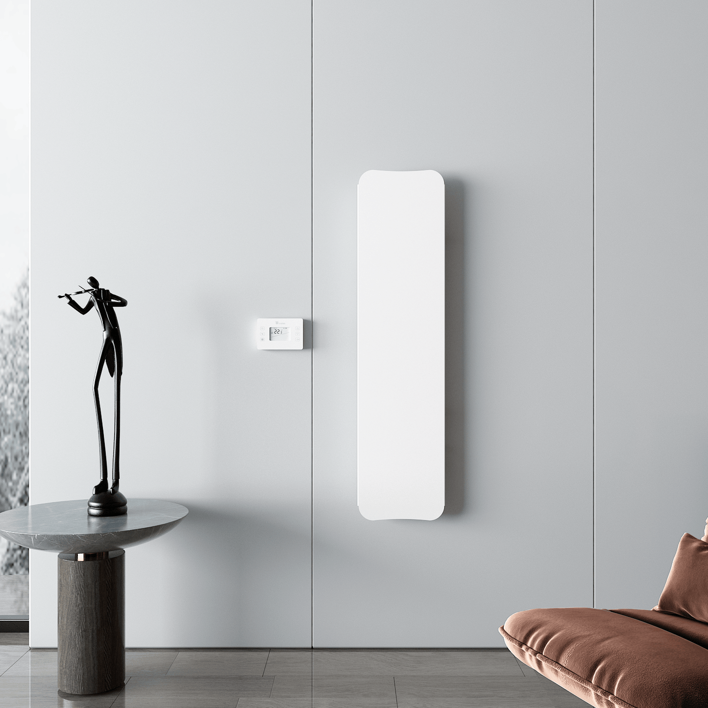 Carisa Boreas Flat Dikey Elektrikli Radyatör Modern Tasarım Beyaz