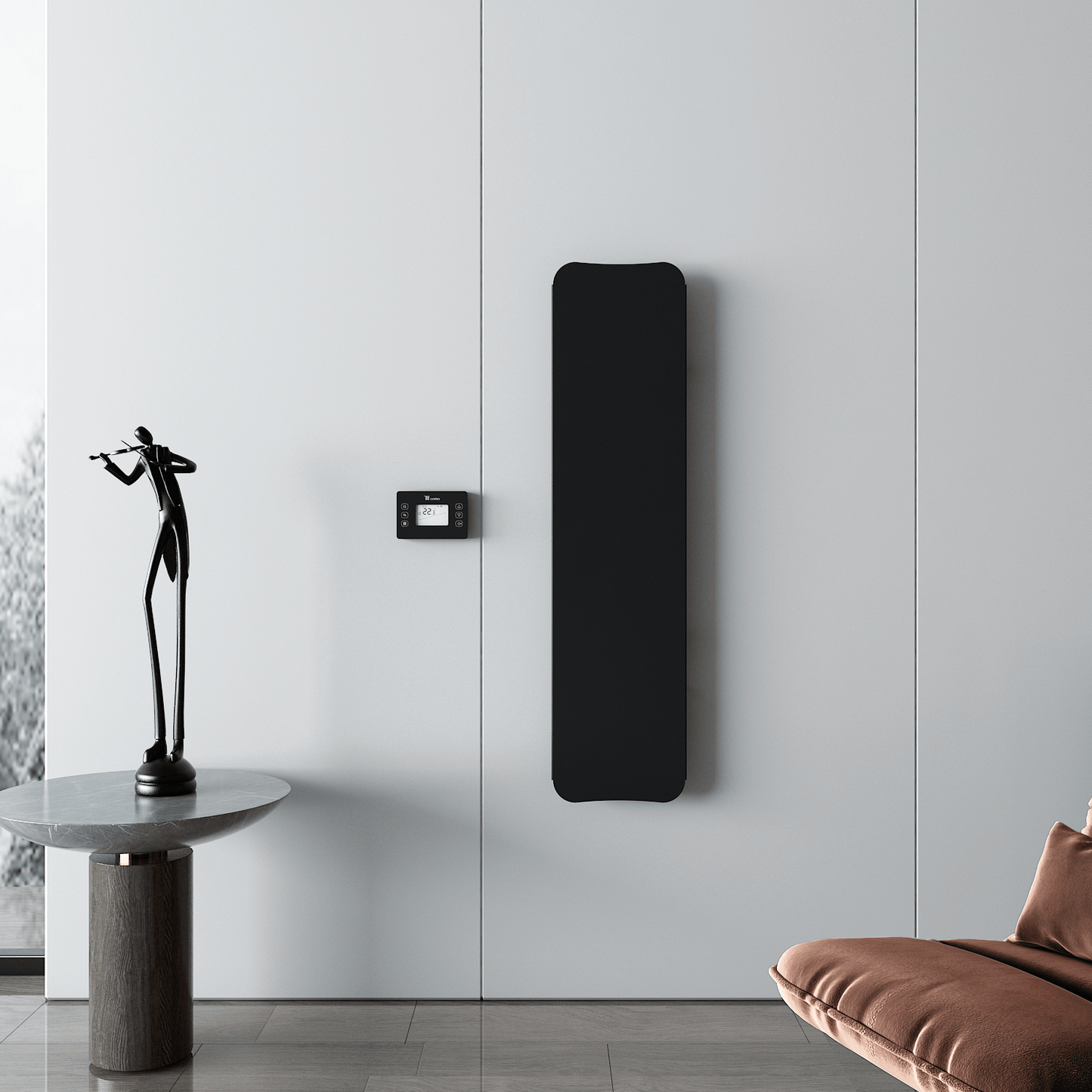 Carisa Boreas Flat Dikey Elektrikli Radyatör Modern Tasarım Siyah