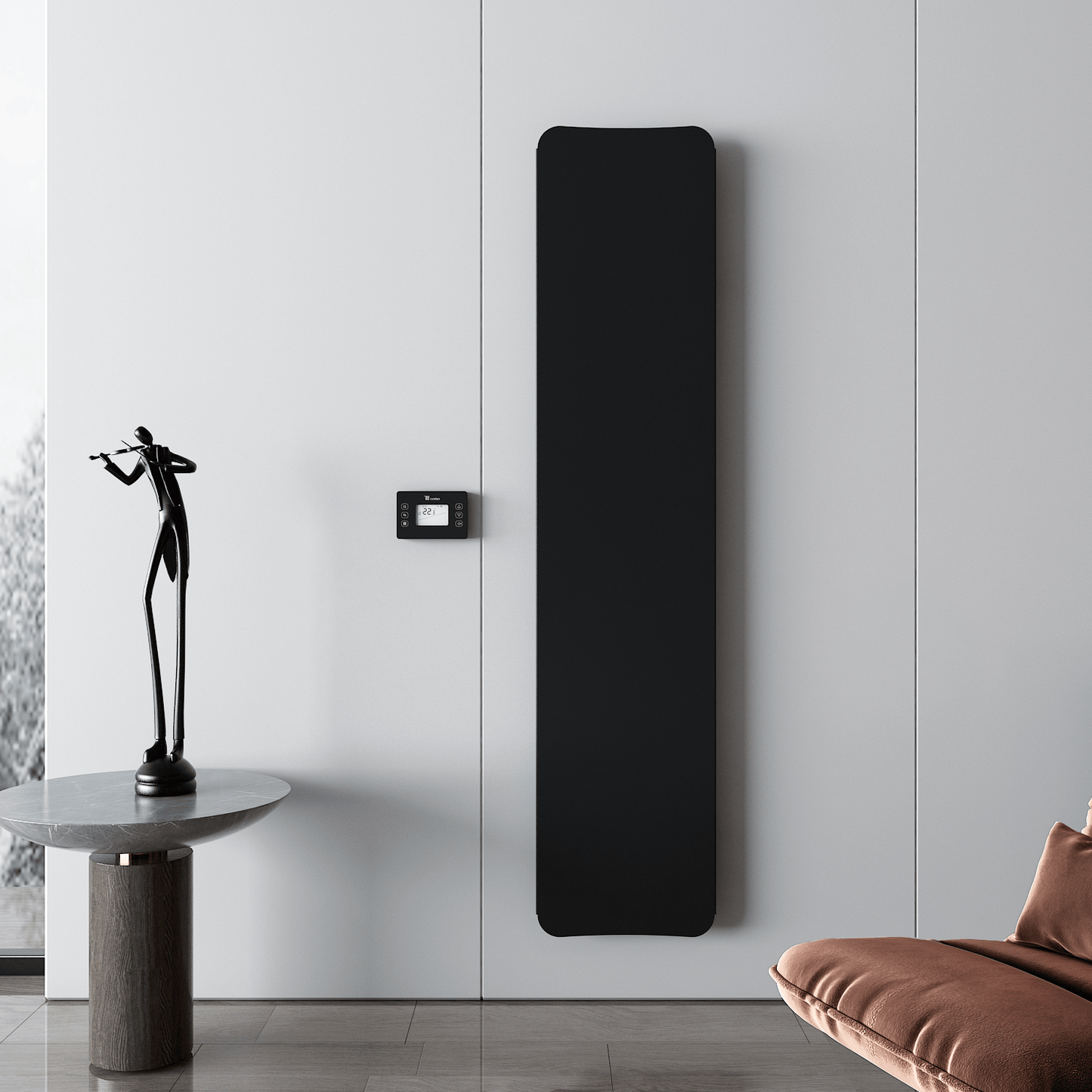 Carisa Boreas Flat Dikey Elektrikli Radyatör Modern Tasarım Siyah