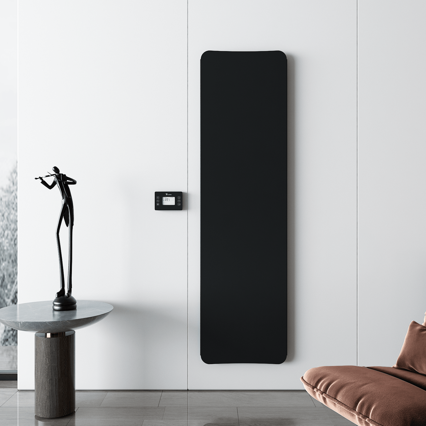 Carisa Boreas Flat Dikey Elektrikli Radyatör Modern Tasarım Siyah