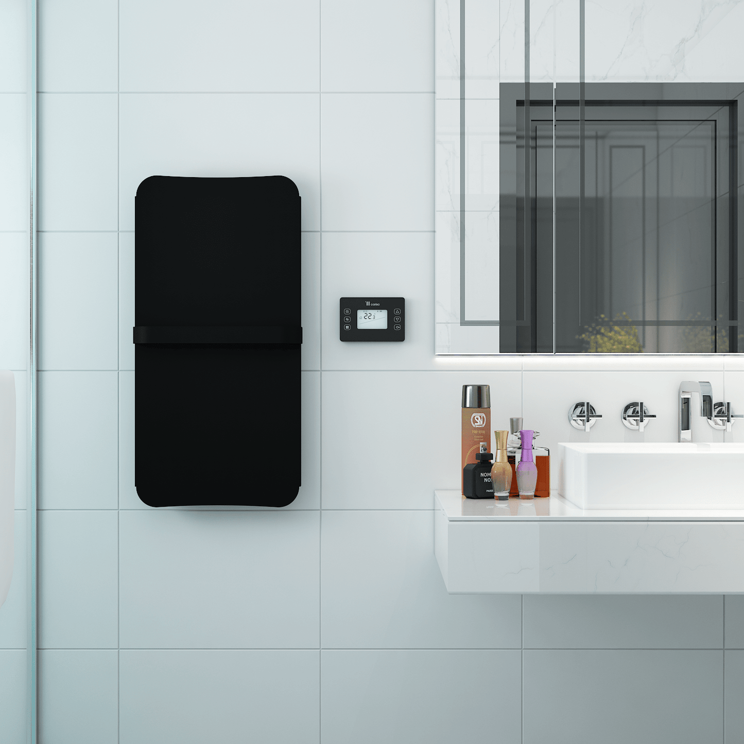 Carisa Boreas Flat Dikey Elektrikli Radyatör Modern Tasarım Siyah