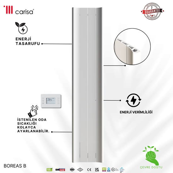 Carisa Boreas B Dikey Elektrikli Radyatör Modern Tasarım Beyaz Carisa Boreas B Dikey Elektrikli Radyatör Modern Tasarım Beyaz