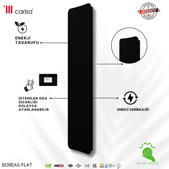 Carisa Boreas Flat Dikey Elektrikli Radyatör Modern Tasarım Siyah Carisa Boreas Flat Dikey Elektrikli Radyatör Modern Tasarım Siyah