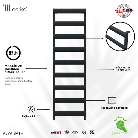 Carisa Alya Bath Alüminyum Havlupan Modern Tasarım Antrasit Carisa Alya Bath Alüminyum Havlupan Modern Tasarım Antrasit