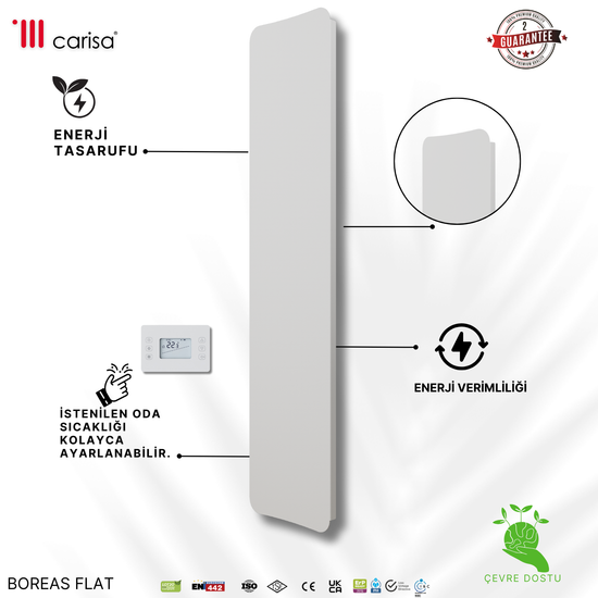 Carisa Boreas Flat Dikey Elektrikli Radyatör Modern Tasarım Beyaz Carisa Boreas Flat Dikey Elektrikli Radyatör Modern Tasarım Beyaz