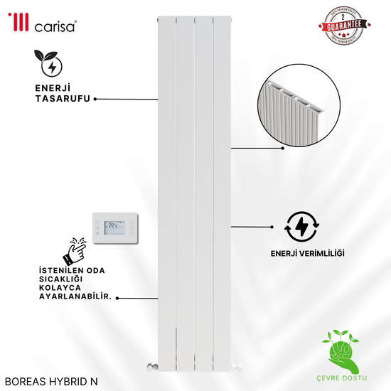 Carisa Boreas Hybrid N Dikey Elektrikli Radyatör Modern Tasarım Beyaz Carisa Boreas Hybrid N Dikey Elektrikli Radyatör Modern Tasarım Beyaz
