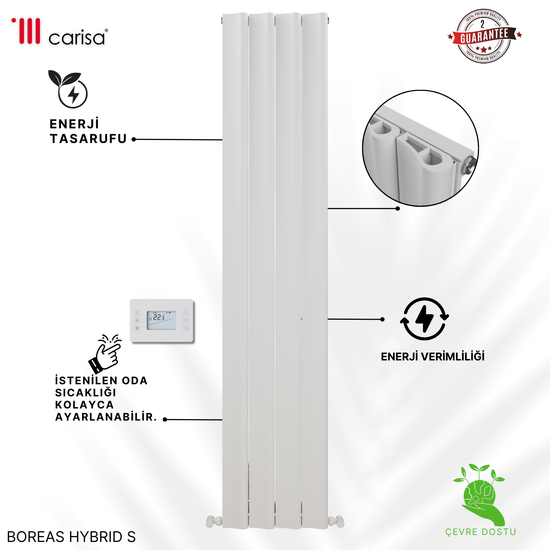 Carisa Boreas Hybrid S Dikey Elektrikli Radyatör Modern Tasarım Beyaz Carisa Boreas Hybrid S Dikey Elektrikli Radyatör Modern Tasarım Beyaz