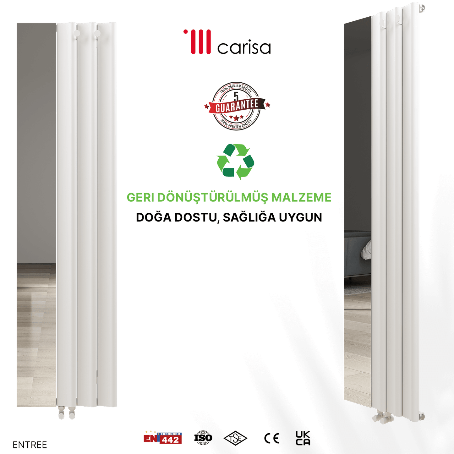 Carisa Entree Dikey Alüminyum Radyatör Modern Tasarım Beyaz
