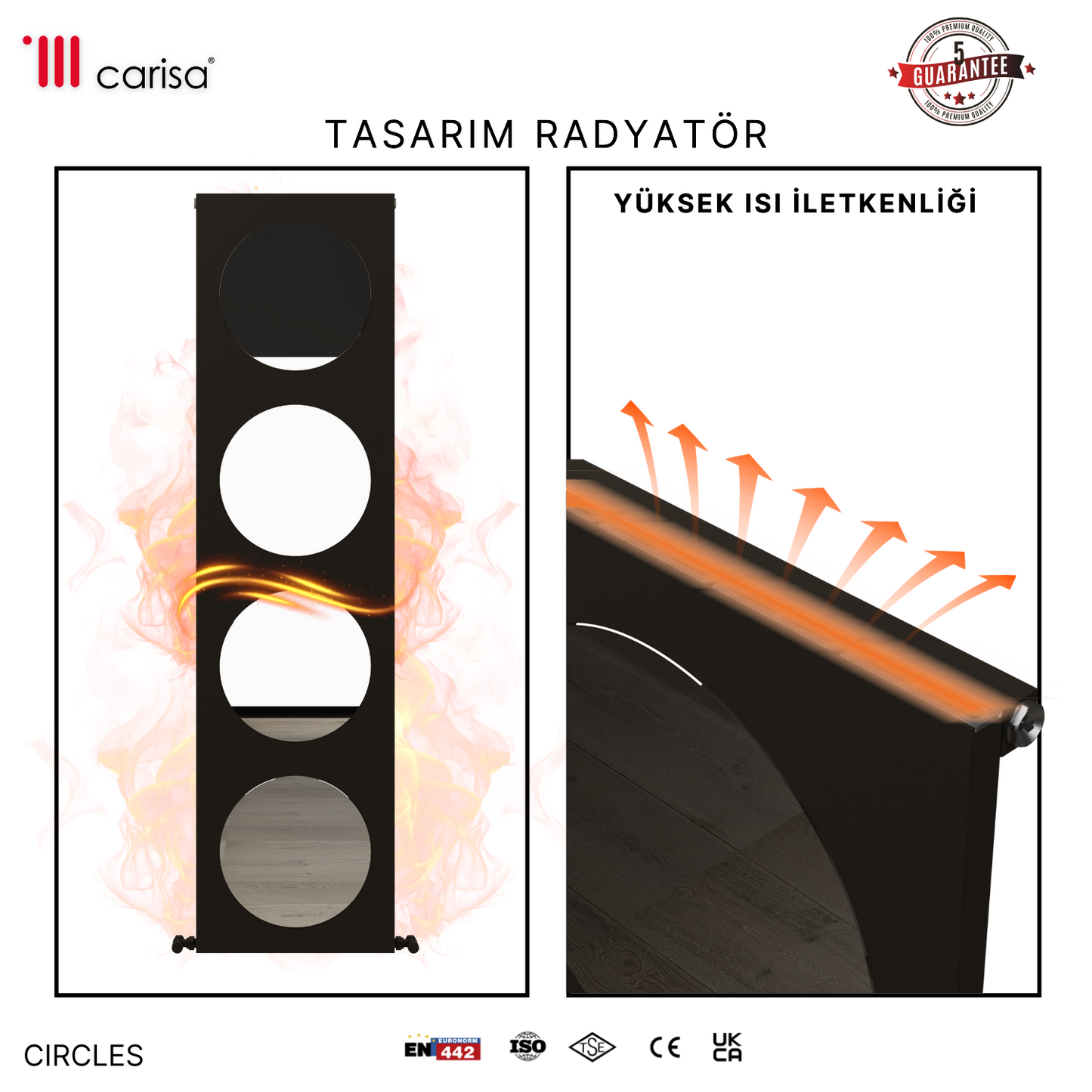 Carisa Circles Dikey Alüminyum Radyatör Modern Tasarım Pebble