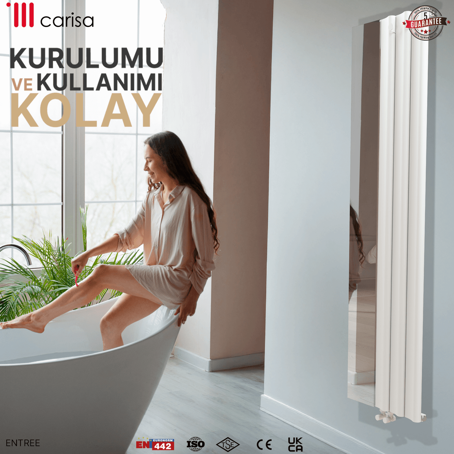 Carisa Entree Dikey Alüminyum Radyatör Modern Tasarım Beyaz