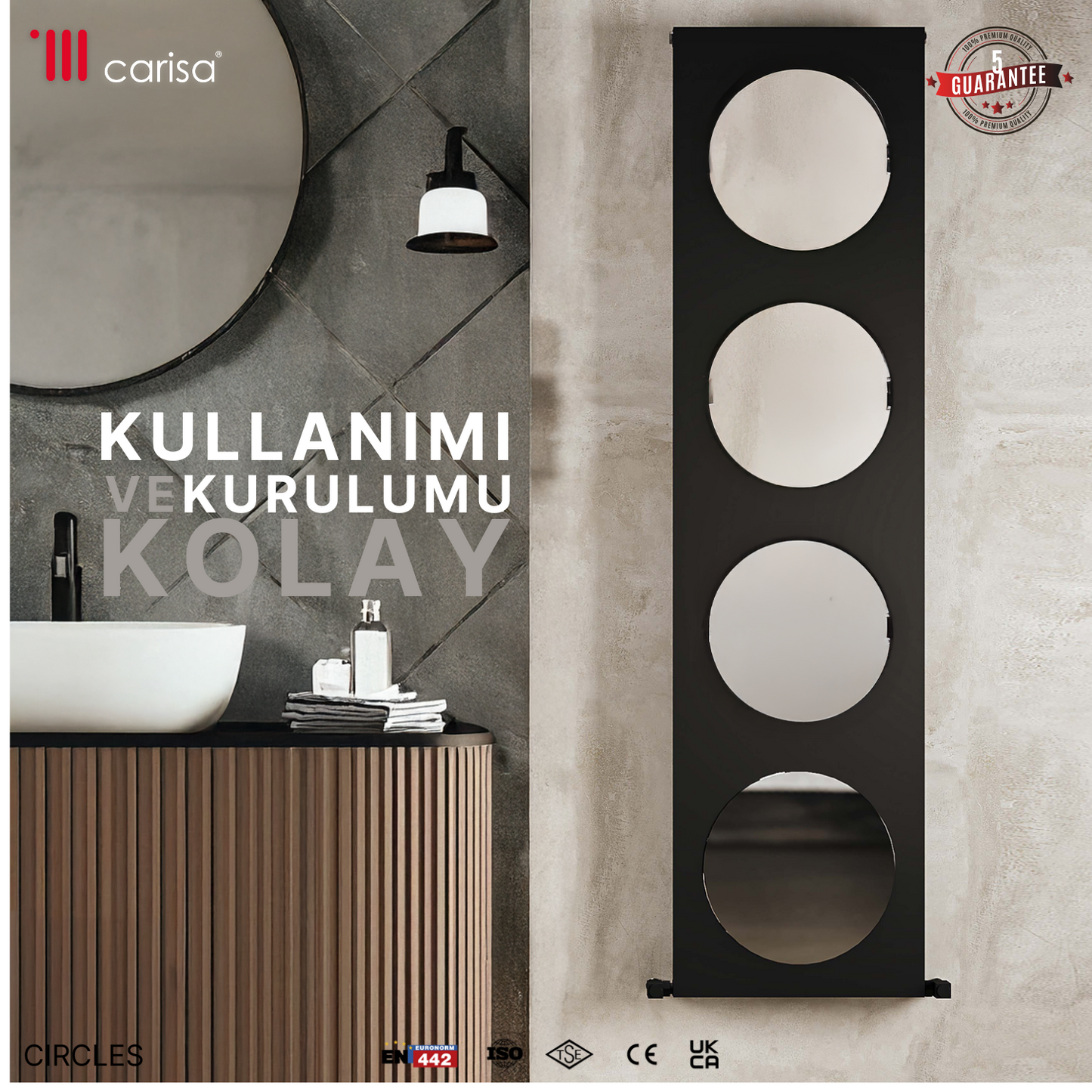 Carisa Circles Dikey Alüminyum Radyatör Modern Tasarım Pebble