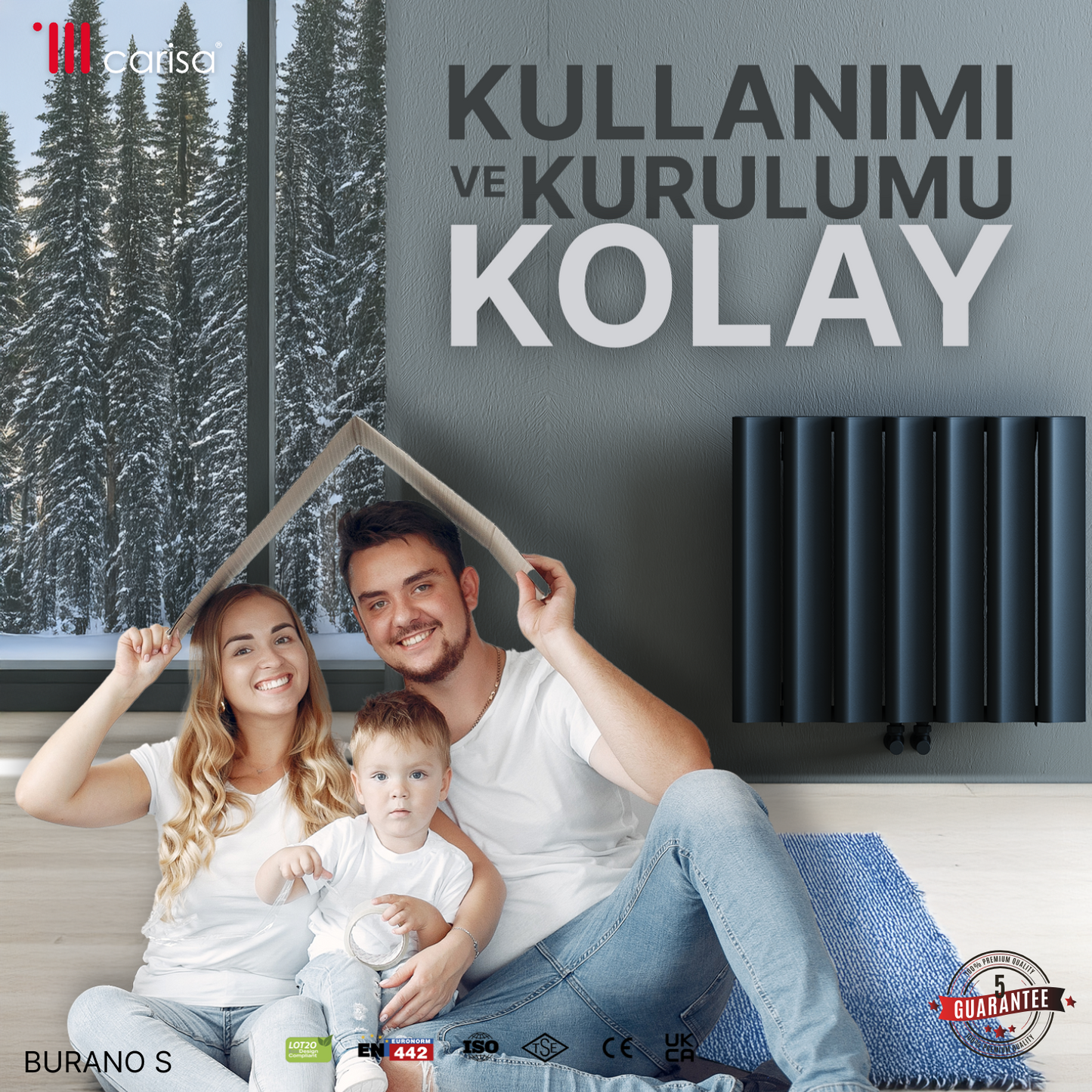 Carisa Burano S Yatay Alüminyum Radyatör Modern Tasarım Antrasit