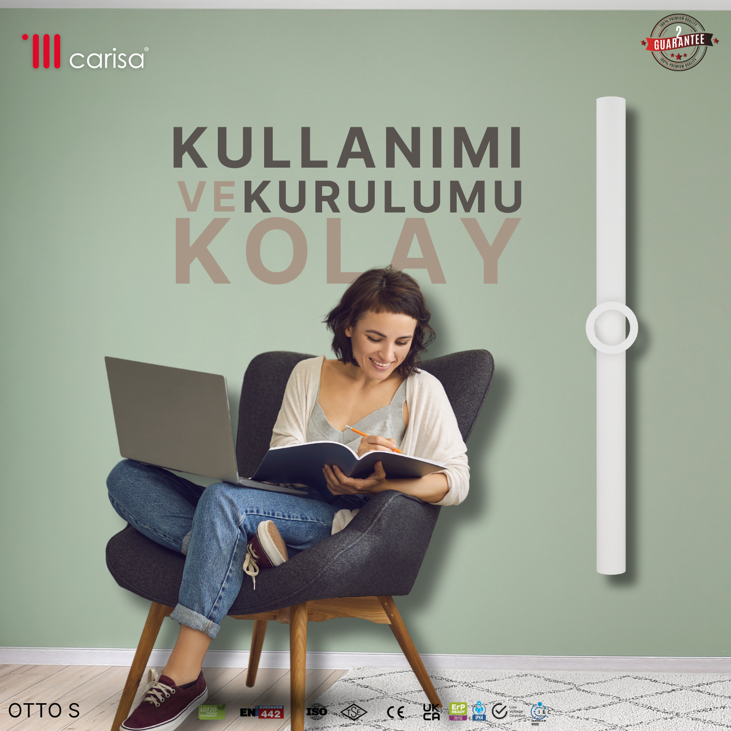 Carisa Otto Single Elektrikli Havlupan Modern Tasarım Beyaz