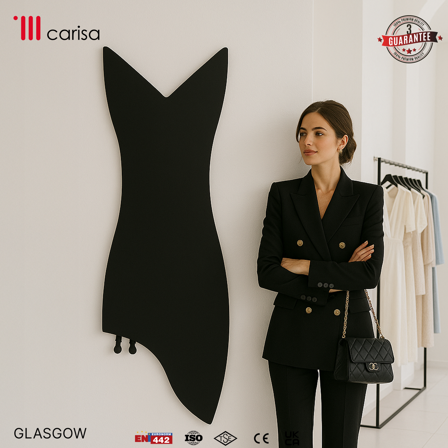 Carisa Glasgow Dikey İnce Tasarım Çelik Radyatör Modern Tasarım Antrasit