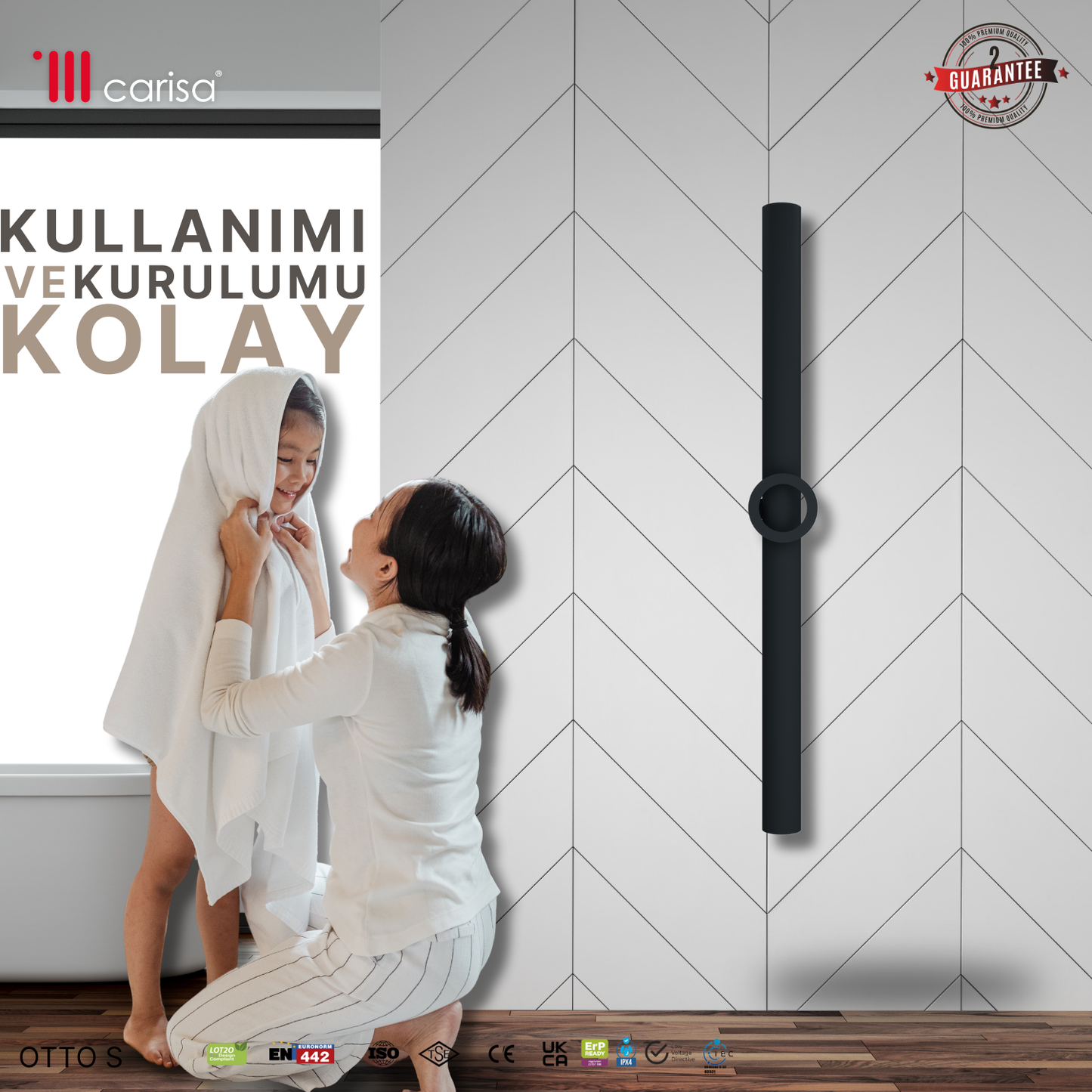 Carisa Otto Single Elektrikli Havlupan Modern Tasarım Antrasit