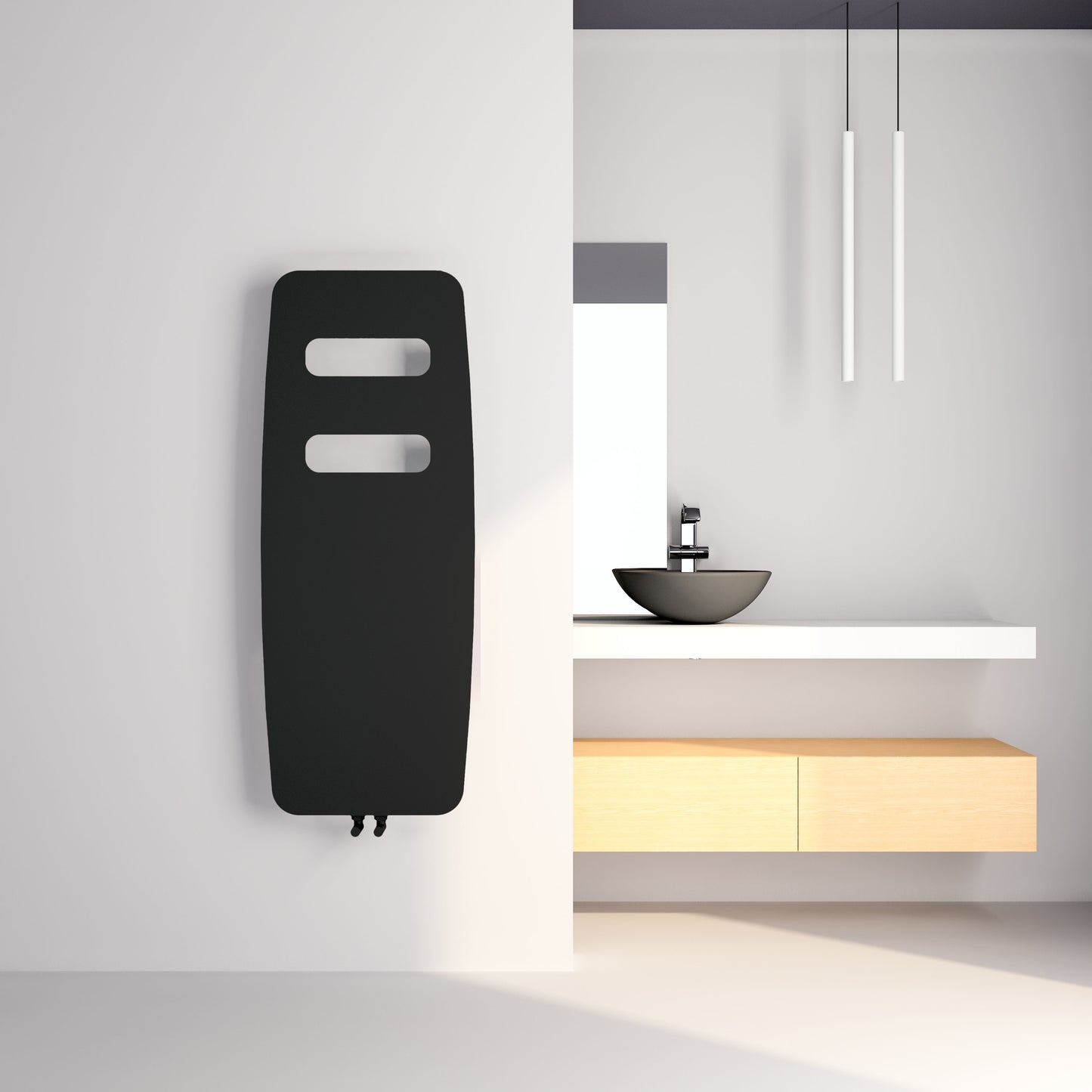 Carisa Manchester İnce Tasarım Çelik Radyatör 1190 x 0470 mm Siyah HB Orta Bağlantı