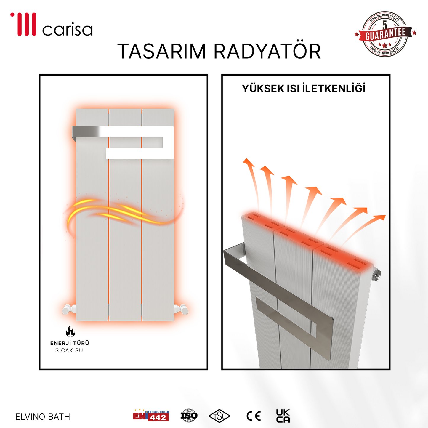 Carisa Elvino Bath Alüminyum Havlupan Modern Tasarım Beyaz