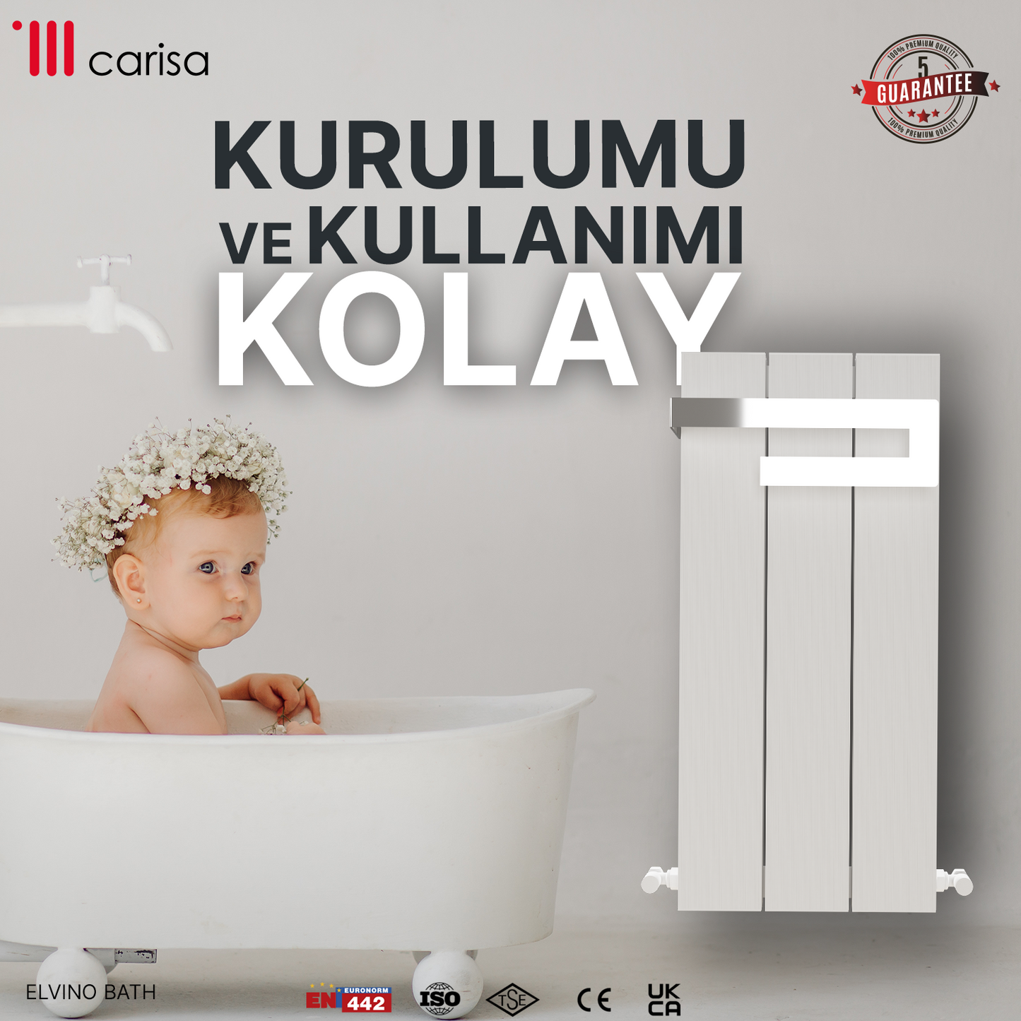 Carisa Elvino Bath Alüminyum Havlupan Modern Tasarım Beyaz