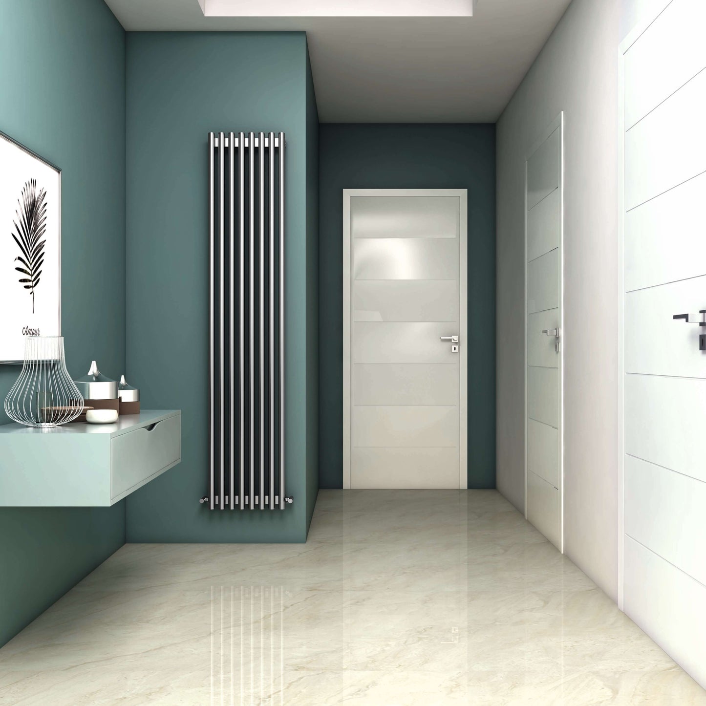 Carisa Versailles Dikey Paslanmaz Çelik Radyatör Modern Tasarım Satine Satin Kaplama