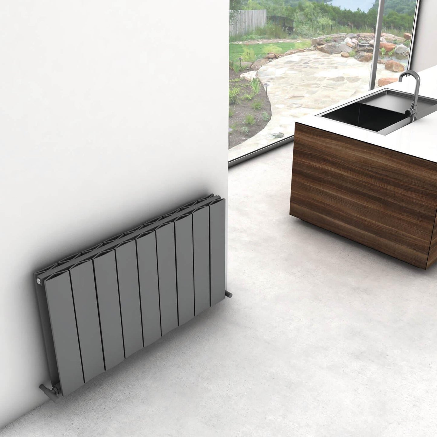 Carisa Moscow Alüminyum Radyatör 0525 x 0470 mm 5 Dilim Koyu Gri Standart Bağlantı