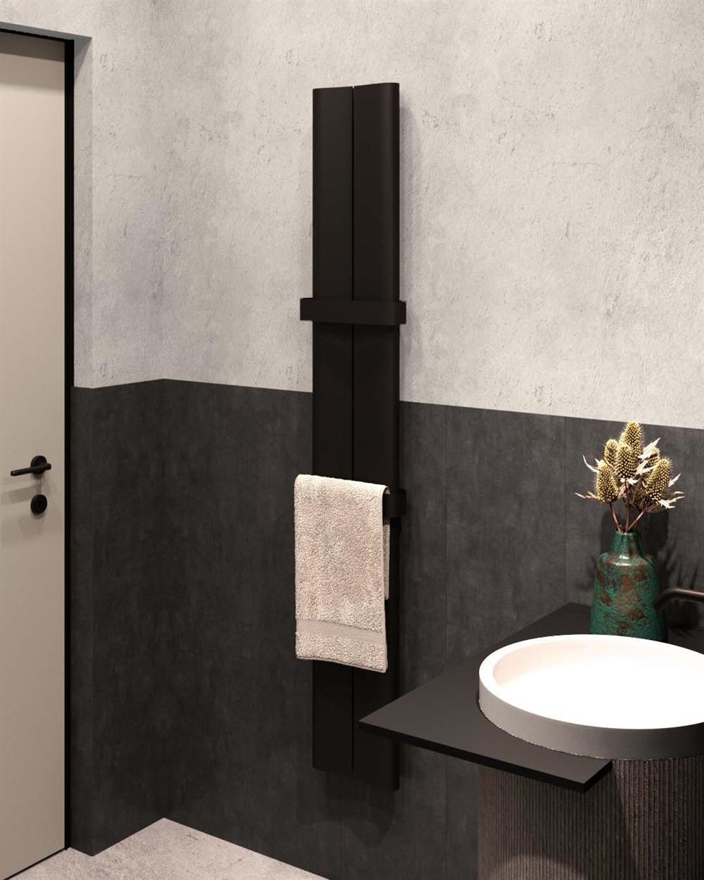 Carisa Curvy Bath Alüminyum Havlupan 1800 x 0370 mm 3 Dilim Siyah HB Orta Bağlantı