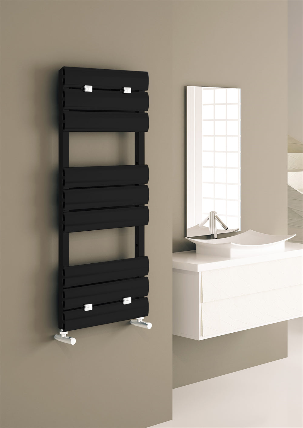 Carisa Elliptic Bath Alüminyum Havlupan 1100 x 0350 mm 8 Dilim Siyah Standart Bağlantı