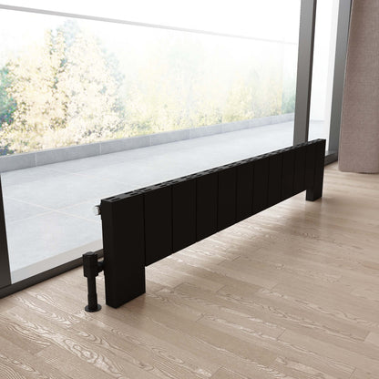 Carisa Elvino Floor Yatay Alüminyum Radyatör Modern Tasarım Siyah