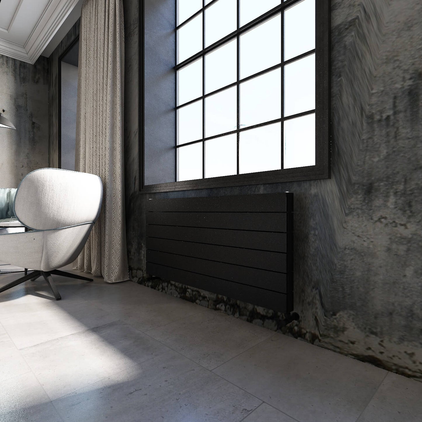 Carisa Nemo Double Xl Yatay Alüminyum Radyatör Modern Tasarım Siyah