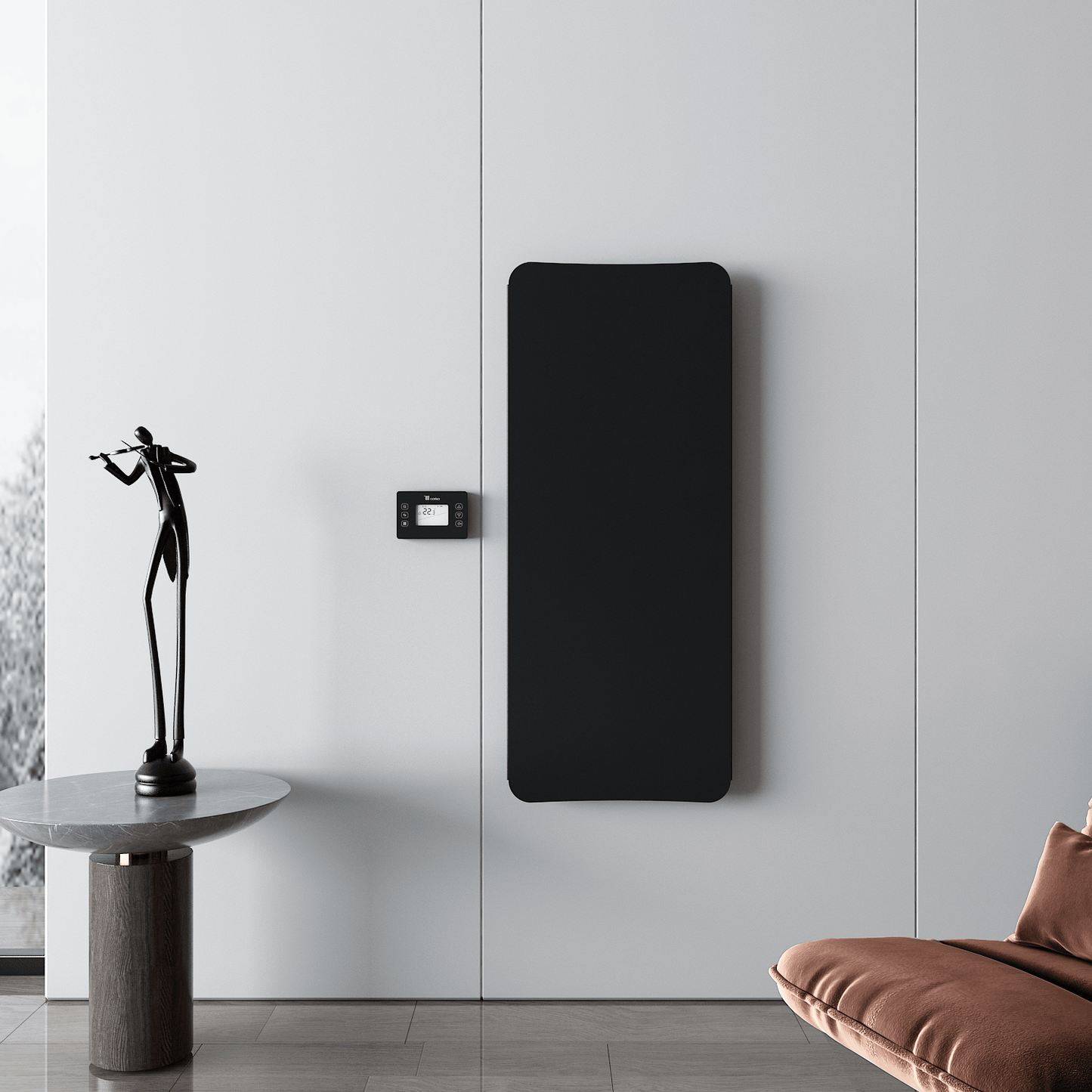 Carisa Boreas Flat Dikey Elektrikli Radyatör Modern Tasarım Siyah