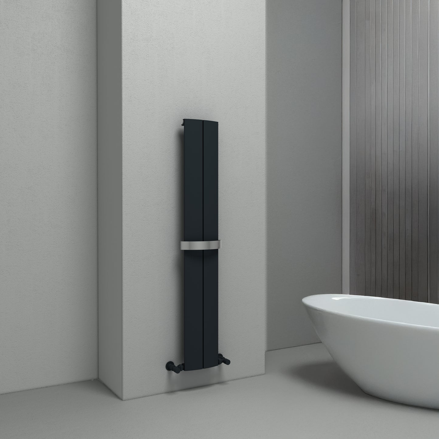 Carisa PLAY BATH RAL 9005 KUMLU SİYAH/STANDART BAĞLANTI(İKİ YAN-ALT-ÜST-ÇAPRAZ)/ALÜMİNYUM HAVLUPAN/BANYO RADYATÖRÜ