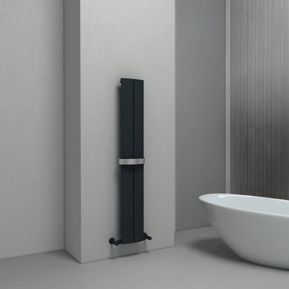 Carisa PLAY BATH RAL 9005 KUMLU SİYAH/STANDART BAĞLANTI(İKİ YAN-ALT-ÜST-ÇAPRAZ)/ALÜMİNYUM HAVLUPAN/BANYO RADYATÖRÜ
