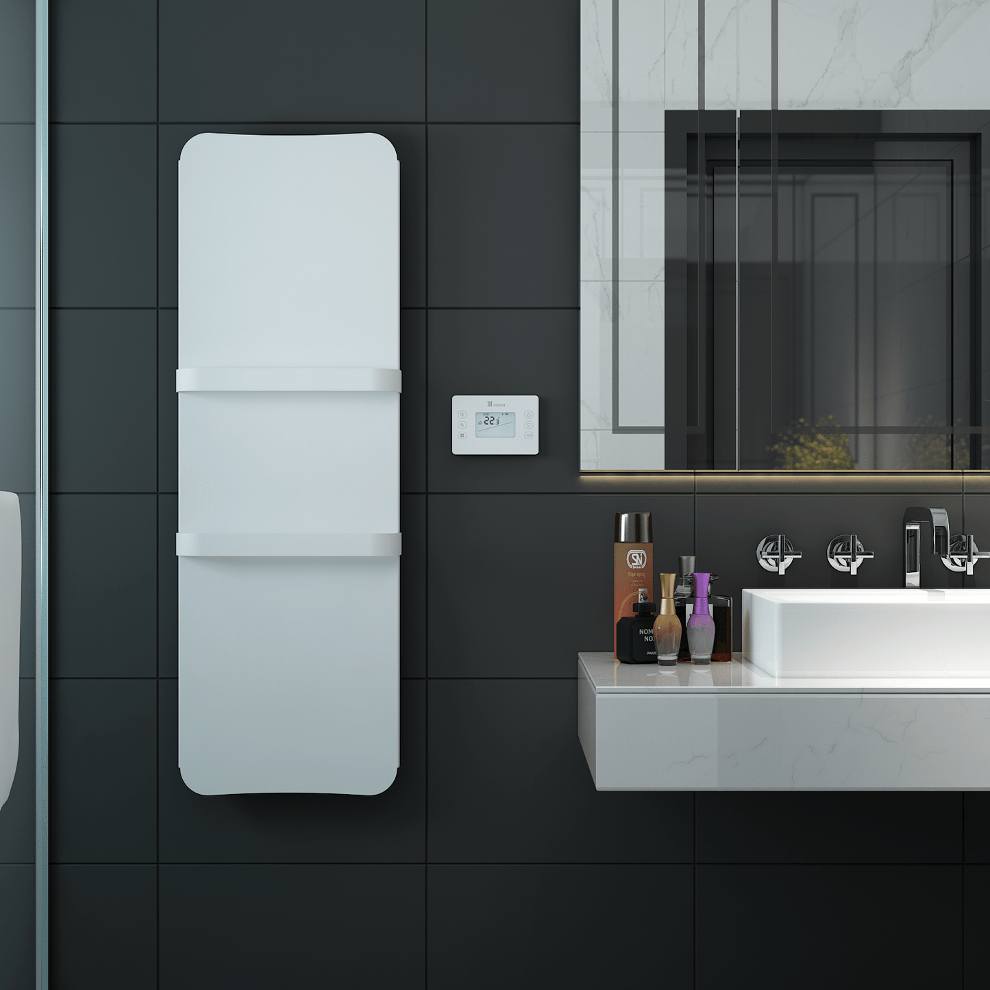 Carisa Boreas Flat Dikey Elektrikli Radyatör Modern Tasarım Beyaz