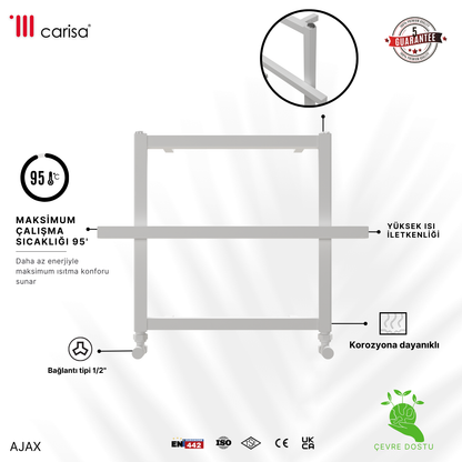 Carisa Ajax Alüminyum Havlupan Modern Tasarım Beyaz