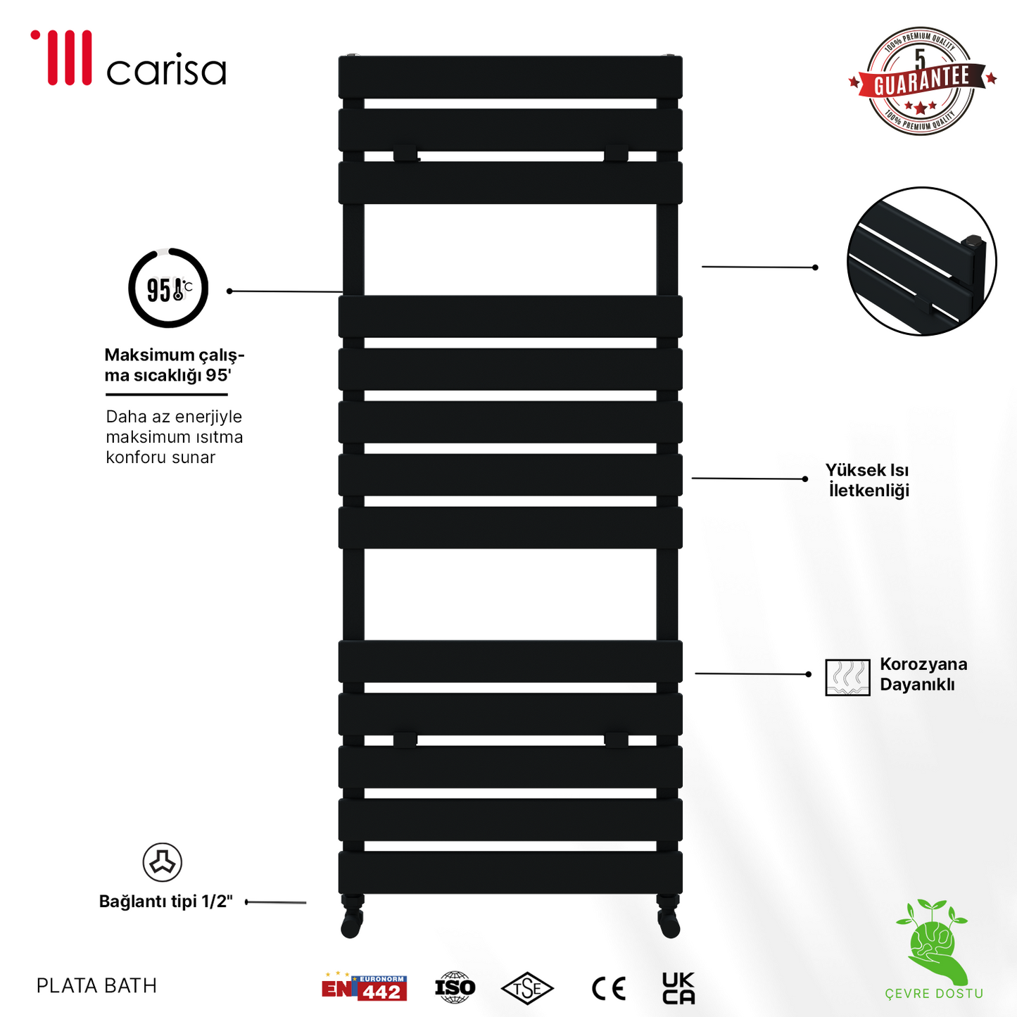 Carisa Plata Bath Alüminyum Havlupan Modern Tasarım Antrasit