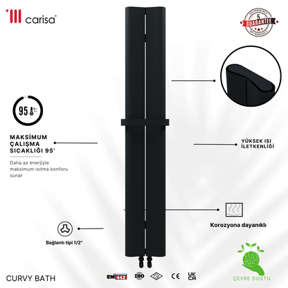 Carisa Curvy Bath Alüminyum Havlupan Modern Tasarım Antrasit