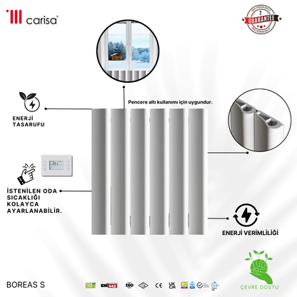 Carisa Burano S Yatay Alüminyum Radyatör Modern Tasarım Beyaz