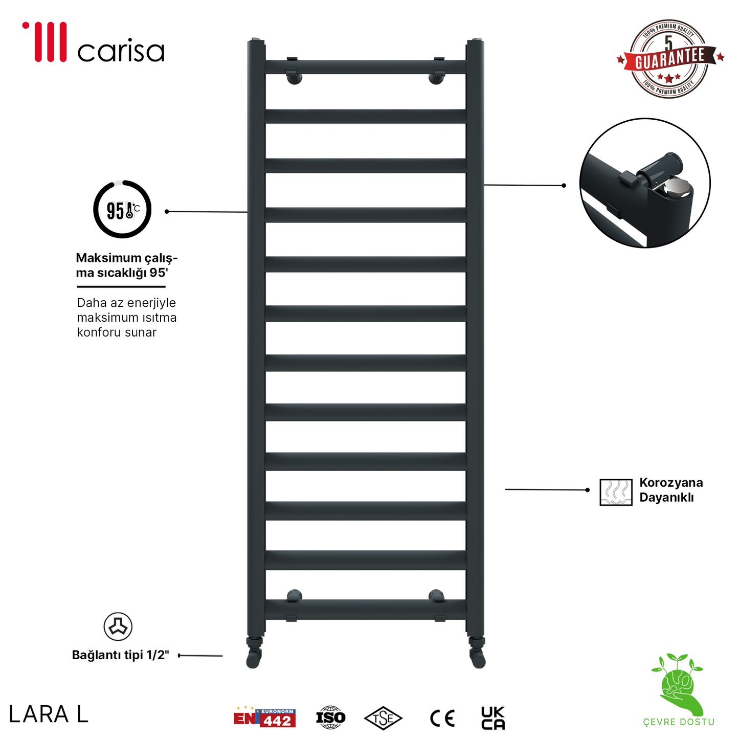 Carisa Lara L Alüminyum Havlupan Modern Tasarım Antrasit