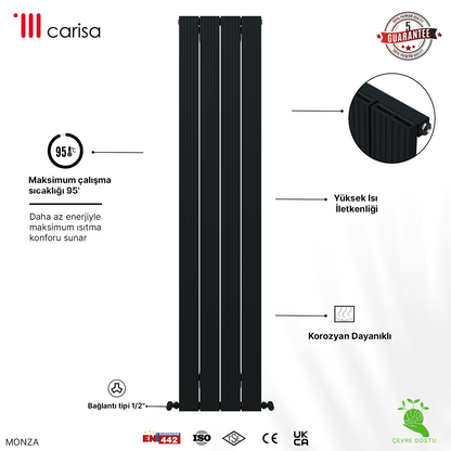 Carisa Monza Dikey Alüminyum Radyatör Modern Tasarım Antrasit