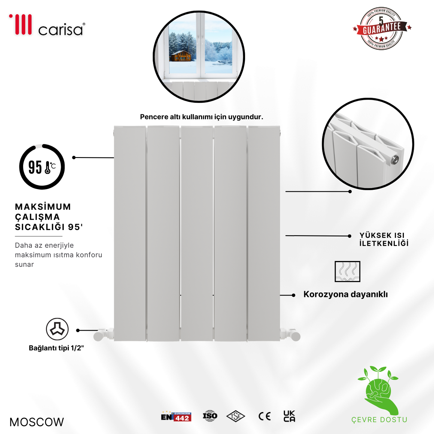 Carisa Moscow Alüminyum Radyatör Beyaz Standart Bağlantı