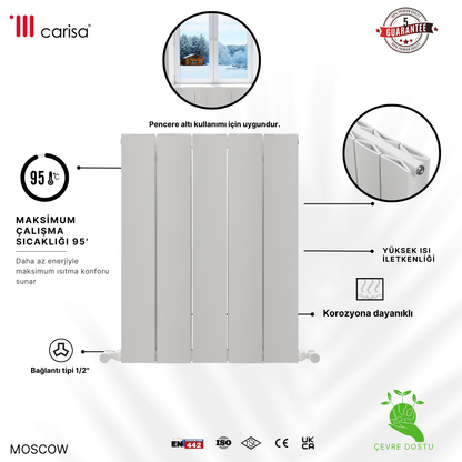 Carisa Moscow Alüminyum Radyatör Beyaz Standart Bağlantı