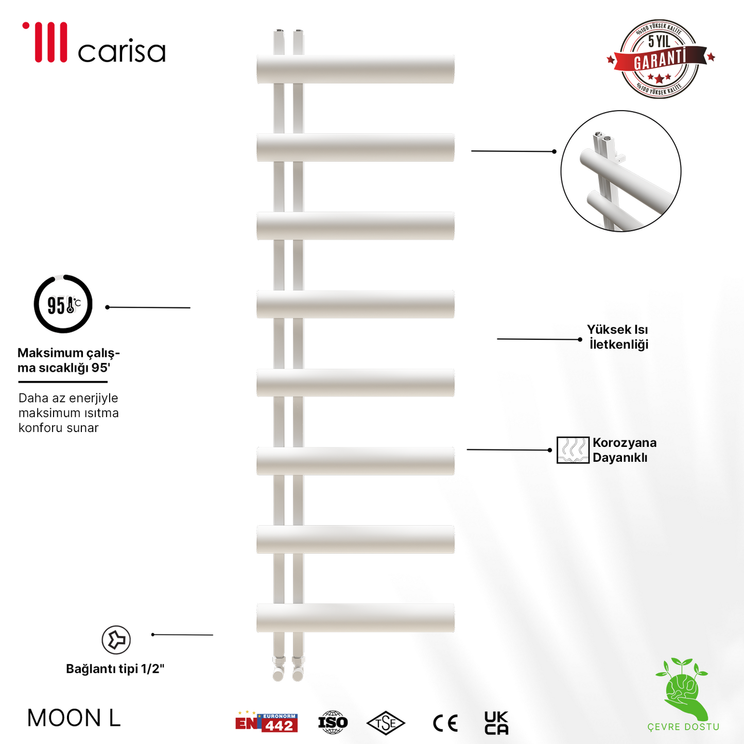 Carisa Moon L Alüminyum Havlupan Modern Tasarım Beyaz