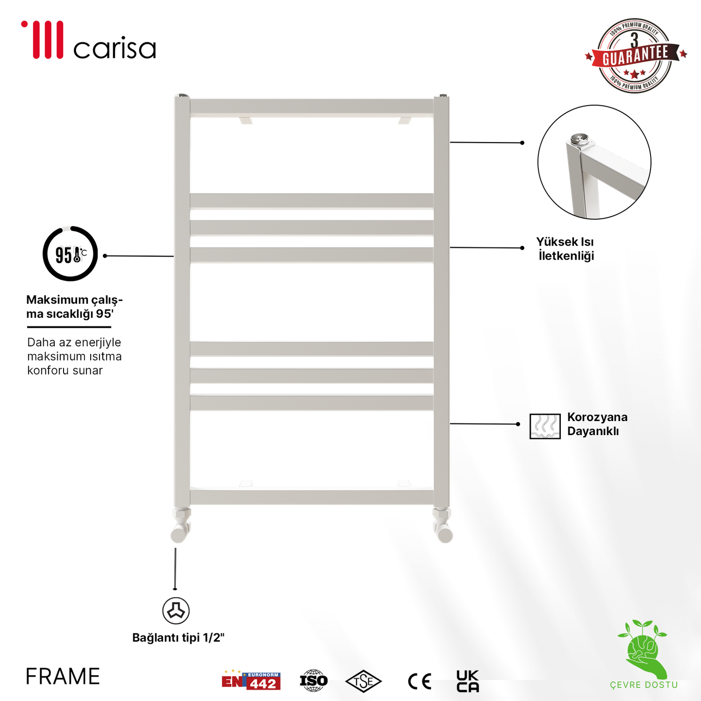 Carisa Frame Alüminyum Havlupan Modern Tasarım Beyaz