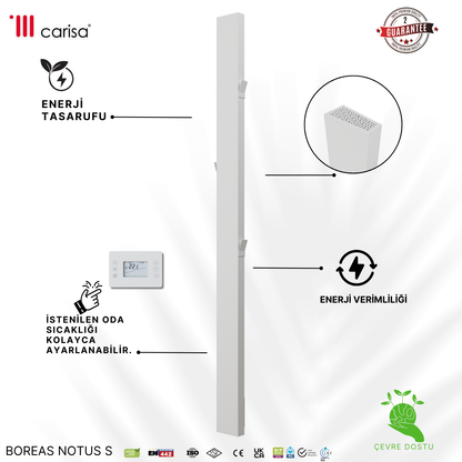 Carisa Boreas Notus S Dikey Elektrikli Radyatör Modern Tasarım Beyaz