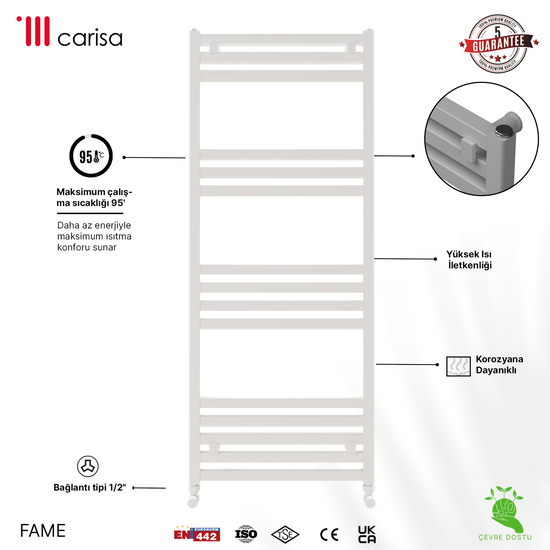 Carisa Fame Alüminyum Havlupan Beyaz Standart Bağlantı