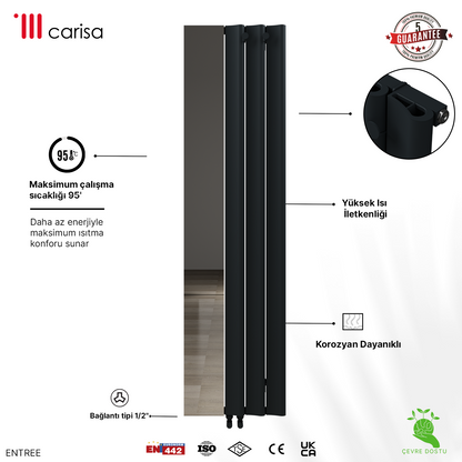Carisa Entree Dikey Alüminyum Radyatör Modern Tasarım Antrasit