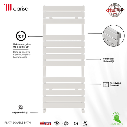Carisa Plata Double Bath Alüminyum Havlupan Modern Tasarım Beyaz