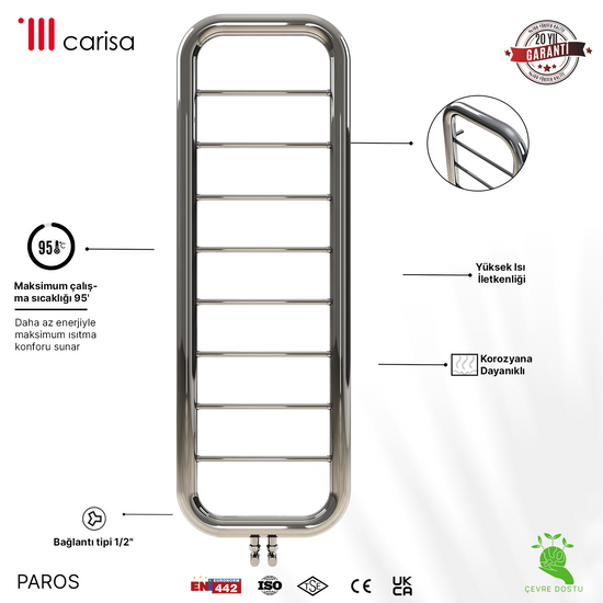 Carisa Paros Paslanmaz Çelik Havlupan Modern Tasarım Ayna Polisaj